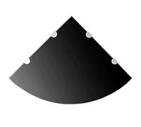IBUQDDV Mensole angolari 2 pezzi con supporti cromati in vetro nero - Mensola da parete per cucina bagno soggiorno - Robusto vetro di sicurezza 8 mm - Facile da montare - Decorativo
