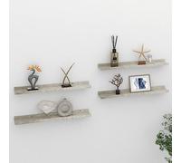 IBUQDDV Mensole da parete, 4 pezzi, grigio cemento, 60 x 9 x 3 cm, in robusto MDF per riporre piante e libri, design da parete salvaspazio con superficie durevole