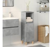 IBUQDDV Mobile Bagno Grigio Cemento con Ante Regolabili, Armadietto Truciolato Resistente all'Umidità con 3 Scomparti e Piano Aperto, Mobile da Pavimento con Piedini in Eucalipto