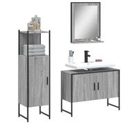 IBUQDDV Mobile Bagno Moderno con Specchio e Armadietto, Struttura in Acciaio e Legno Multistrato, Grigio Sonoma, Ampia Conservazione per Accessori e Articoli da Toeletta, Design