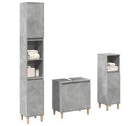 IBUQDDV Mobile Bagno Moderno Grigio Cemento con Anta Regolabile, Set 3 Pezzi Armadietto Lavabo e Mobili da Bagno L e S, Ampia Capienza per Articoli Igiene Personale, Superficie