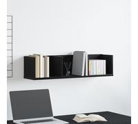 IBUQDDV Mobile CD Parete Rovere Nero con 3 Mensole Aperte per Collezioni Musicali e Oggetti Decorativi, Design Moderno Salva Spazio per Interni Soggiorno Ufficio, Legno