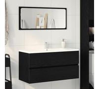 IBUQDDV Mobile Lavabo Bagno con Ampio Spazio di Archiviazione, Mobile Sospeso Salvaspazio in Legno Tecnico Rovere Nero 90x38.5x45 cm, Ideale per Articoli da Toeletta e Accessori