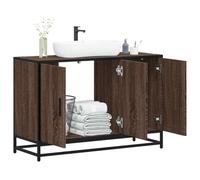 IBUQDDV Mobile Lavabo Bagno con Struttura Metallo Rovere Marrone, Mobile per Lavabo Truciolato Resistente Umidità, Mobile Bagno Design Industriale 90x33x60 cm