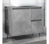 IBUQDDV Mobile Lavabo Bagno Grigio Cemento con Piano in Truciolato Durevole e Piedini in Ferro, Design Salvaspazio con Ampio Spazio Portaoggetti per Articoli da Toeletta e Bagno,