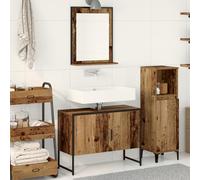 IBUQDDV Mobile lavabo con specchio, set di mobili da bagno vecchio effetto legno, due grandi ante per articoli da toeletta, montato a parete e salvaspazio, materiali di alta qualità