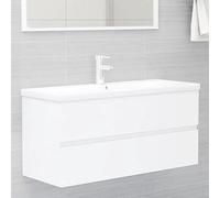 IBUQDDV Mobile lavabo con vasca da incasso in legno bianco e 1 cassetto, lavabo in ceramica con troppopieno e superficie smaltata per bagno o lavanderia, spazio