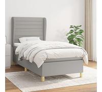 IBUQDDV Mobile per camera da letto, telaio per letto senza tempo, letto boxspring con materasso, grigio chiaro, 90 x 190 cm, tessuto per una stabilità durevole e semplice
