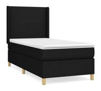IBUQDDV Mobile per camera da letto, telaio per letto senza tempo, letto boxspring con materasso, nero, 100 x 200 cm, tessuto per mobili per camera da letto