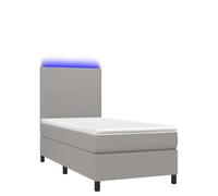 IBUQDDV Mobile per camera da letto, telaio senza tempo, letto a molle, con materasso e LED, grigio chiaro, 90 x 190 cm, tessuto per una stabilità durevole e semplice