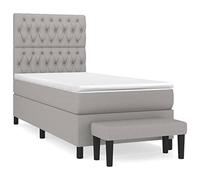 IBUQDDV Mobile per camera da letto, telaio senza tempo, letto a molle con materasso, grigio chiaro, 100 x 200 cm, tessuto per una stabilità durevole e semplice