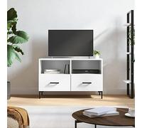 IBUQDDV Mobile TV bianco 80 x 36 x 50 cm in legno con 2 scomparti e 2 cassetti, robusto scaffale multimediale con gambe in ferro per riporre lo spazio e presentazione stabile