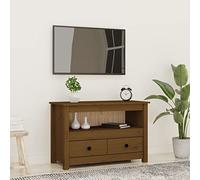IBUQDDV Mobile TV in legno massello di pino 79 x 35 x 52 cm, marrone miele con 2 cassetti e 1 scomparto per lo spazio di archiviazione, design classico, stile rustico, robusto armadio da soggiorno