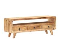 IBUQDDV Mobile TV in legno massiccio di mango grezzo, 117 x 30 x 41 cm, con 3 cassetti e scomparto per impianti Hi-Fi e tecnica multimediale, mobile in legno stabile per TV e decorazione.