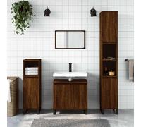 IBUQDDV Mobiletto Bagno con Ante in Legno Rovere Marrone 58x33x60 cm - Ampio Scomparto Portaoggetti, Piedini Ferro Stabilizzanti, Montaggio Richiesto, Design Moderno e Resistente