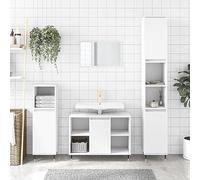 IBUQDDV Mobiletto Bagno Moderno con Lavabo e Armadietti, Legno Multistrato Resistente all'Umidità, Colore Bianco, Design Compatto per Spazi Ridotti, Facile Assemblaggio, Ideale