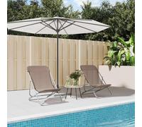 IBUQDDV Mobili da terrazza per esterni, sdraio da spiaggia, campeggio, 2 pezzi, in textilene marrone e acciaio verniciato a polvere, per patio, spiaggia, terrazza, piscina