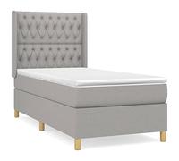 IBUQDDV Mobili senza tempo per camera da letto, letto a molle, con materasso, grigio chiaro, 100 x 200 cm, tessuto per una lunga durata e una facile pulizia