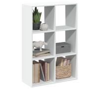 IBUQDDV Moderna libreria bianca 69,5 x 29 x 103,5 cm, materiale in legno, design geometrico con sei scomparti a forma di cubo, spazio per libri e decorazioni, flessibile