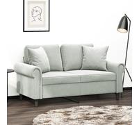 IBUQDDV Moderno divano a 2 posti con cuscino decorativo 120 cm tessuto di velluto grigio chiaro - Comodo con struttura in metallo e morbida imbottitura per un comfort duraturo