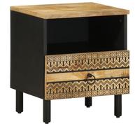IBUQDDV Nightstand, tavolino per telefono, comodino, nero, 40 x 33 x 46 cm, in legno di mango grezzo, per camera da letto, cucina, corridoio, balcone