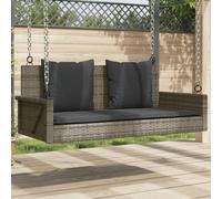 IBUQDDV Panca sospesa con cuscino, grigio, 119 x 56 x 48 cm, in rattan sintetico, per esterni, con anelli di fissaggio e cuscini imbottiti spessi per il massimo relax