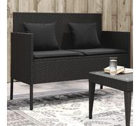 IBUQDDV Panchina da giardino con cuscino in polyrattan nero con vano portaoggetti e sacchetto impermeabile, rivestimento rimovibile e molla a gas per una comoda seduta e conservazione