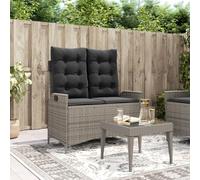 IBUQDDV Panchina da giardino regolabile con cuscino grigio in polyrattan e rattan PE rattan per terrazza e balcone, con rivestimenti rimovibili e schienale regolabile, struttura robusta