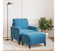 IBUQDDV Poltrona con sgabello blu 60 cm velluto design moderno struttura in metallo confortevole esperienza di seduta versatile poggiapiedi robusto divano compatto soggiorno relax lettura TV