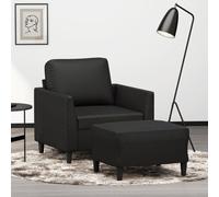 IBUQDDV Poltrona con sgabello, colore nero, 60 cm, in ecopelle, design moderno, materiale durevole, struttura robusta, seduta comoda, resistente allo sporco, facile da pulire, look lussuoso