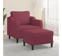 IBUQDDV Poltrona rosso vino con sgabello, 60 cm, tessuto resistente, traspirante, durevole, struttura robusta, comoda seduta imbottita, braccioli imbottiti, poggiapiedi versatili