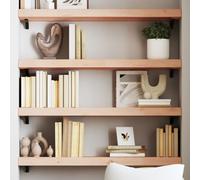 IBUQDDV Ripiano a Parete in Legno Massello di Rovere Rustico 100x30cm Mensola Portaoggetti con Bordi Vivi per Interni - Scaffale Non Trattato per Bagno Cucina Soggiorno, Capacità