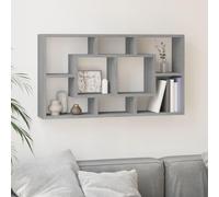 IBUQDDV Ripiano a Parete in Legno Multistrato Grigio Sonoma con 8 Scomparti per Libri Oggetti Decorativi - Scaffale Pensile Resistente Design Montaggio Invisibile 85x47.5x16 cm