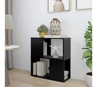 IBUQDDV Robusta libreria nera 60 x 24 x 63 cm in legno con 2 ripiani e pannello laterale - Moderno scaffale per libri DVD riviste - Soluzione di conservazione accessori per la casa