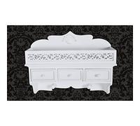 IBUQDDV Scaffale a Parete Bianco 3 Cassetti con Ganci, Mensola Classica Elegante in MDF Alta Densità, Soluzione Compatta per Camera da Letto o Stanza Ospiti, 48.5x13x37.5 cm