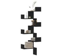 IBUQDDV Scaffale Angolare a Parete in Legno Multistrato Nero 45x45x147 cm, Design Salva Spazio per Soggiorno e Camera, Supporto Carico 60 kg, Ideale per Esporre Libri e Oggetti