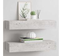 IBUQDDV Scaffale Galleggiante con Cassetto in MDF e Metallo, Mensola da Parete Compatta per Soggiorno, Grigio Cemento 60x23.5x10 cm, Capacità Carico 10 kg, Facile Montaggio, 2 Pezzi
