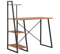 IBUQDDV Scrivania moderna con libreria integrata in nero e rovere 102 × 50 × 117 cm, mobili da ufficio salvaspazio con ampi ripiani e verniciato a polvere