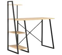 IBUQDDV Scrivania moderna con libreria integrata in nero e rovere 102 × 50 × 117 cm, mobili da ufficio salvaspazio con ampi ripiani e verniciato a polvere