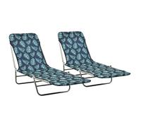 IBUQDDV Sedia a sdraio da spiaggia, da campeggio, per esterni, pieghevole, 2 pezzi, in acciaio e tessuto, motivo a foglie, per patio, spiaggia, terrazza, piscina