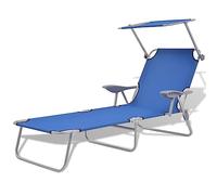 IBUQDDV Sedia da campeggio, da spiaggia, da terrazza, per esterni, con protezione solare, in acciaio, blu, per patio, spiaggia, terrazza, piscina
