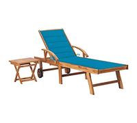 IBUQDDV Sedia da campeggio, da spiaggia, da terrazza, per esterni, con tavolo e cuscino, in legno massiccio teak, per patio, spiaggia, terrazza, piscina