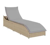 IBUQDDV Sedia da campeggio, per esterni, con cuscino e spazio di archiviazione, beige, in rattan sintetico, per patio, spiaggia, terrazza, piscina