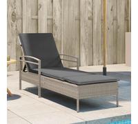 IBUQDDV Sedia da campeggio per esterni, con cuscino, grigio chiaro, 63 x 200 x 81 cm, in polyrattan, per patio, spiaggia, terrazza, piscina