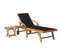 IBUQDDV Sedia da campeggio per terrazze, per esterni, da spiaggia, con tavolo e cuscino, in legno massiccio teak, per patio, spiaggia, terrazza, piscina