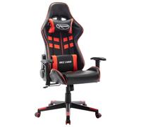 IBUQDDV Sedia da gaming nera rossa ecopelle con schienale alto e 2 cuscini, sedia da ufficio regolabile in altezza con 5 ruote per supporto ergonomico e libertà di movimento