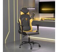 IBUQDDV Sedia da gioco con funzione massaggiante in ecopelle nera e dorata, regolabile in altezza e girevole, posizione seduta ergonomica per una migliore esperienza di gioco, robusta