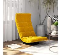 IBUQDDV Sedia da pavimento girevole in velluto giallo, 4 pezzi, poltrona relax regolabile con struttura in metallo e design pieghevole per meditazione, videogiochi e lavoro portatile
