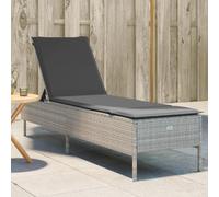 IBUQDDV Sedia da spiaggia, da campeggio, per esterni, con cuscino, grigio chiaro, in polyrattan, per patio, spiaggia, terrazza, piscina