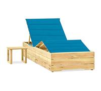 IBUQDDV Sedia da spiaggia per esterni, da campeggio, da giardino, con tavolo e cuscino, in pino impregnato, per patio, spiaggia, terrazza, piscina